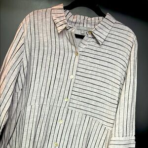 Women’s Habitat Dress NEW Gray Linen blend gray with black stripes Never worn XL
